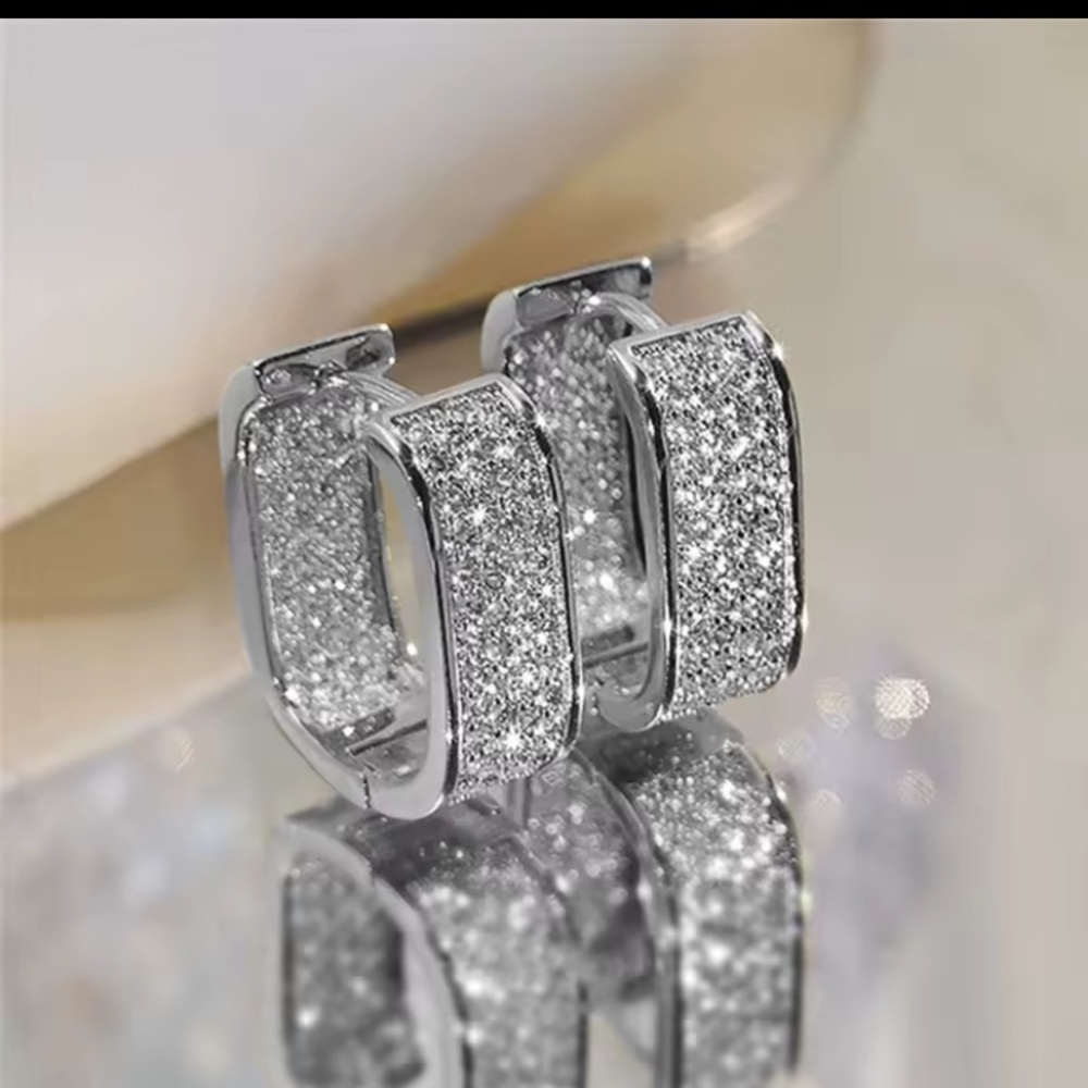 18k White Gold Plated with pave crystals